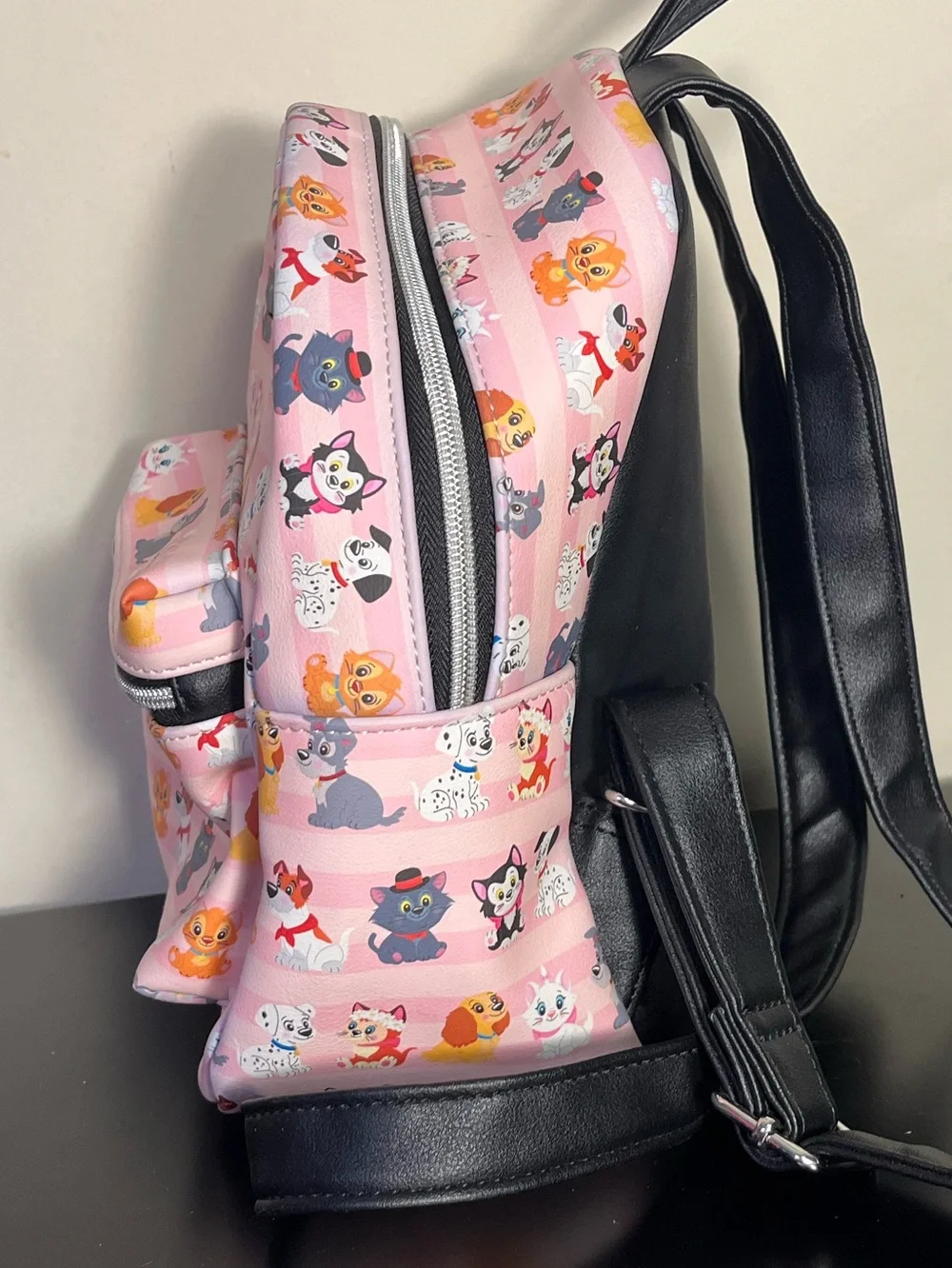 Loungefly Disney Cats & Dogs Mini Backpack Pink Stripe Animal Print